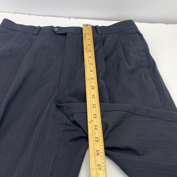Mens Pleated Front Pants Back striped 93 % Wool 7% Cashmere Dry Clean 36X32 - Picture 9 of 12